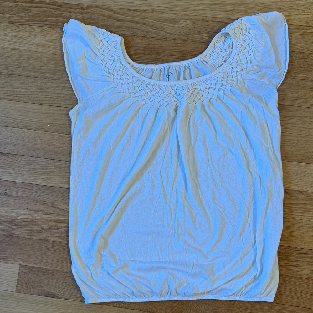 LOFT Cream Woven Neckline Blouse